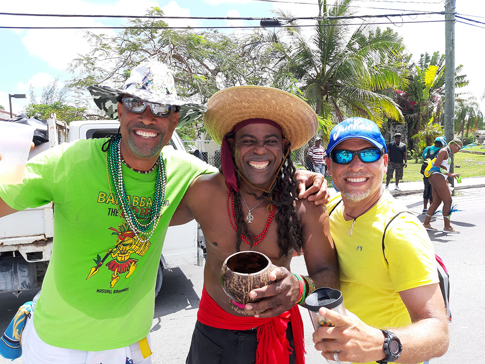 Bahamas Carnival crowd celebrating on the road.