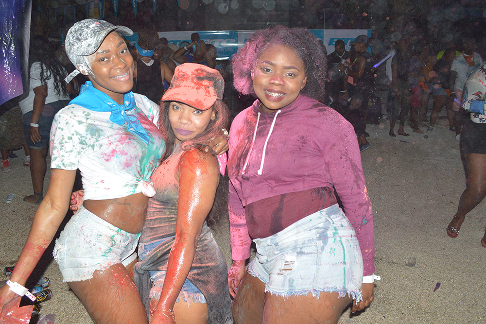 Bahamas Carnival Mas band showcase with dancers in full costume.